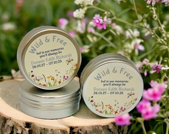 Personalized Wildflower Seed Funeral Favors: Remembrance Tins