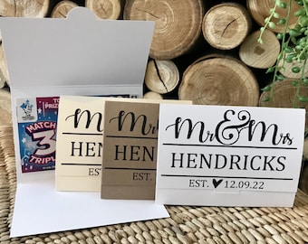 Personalized Wedding Lottery Ticket Holder: Custom Scratch Card Favor