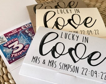 Personalized Lottery Ticket Wedding Favor Wallet: Lucky In Love LGBT Gift