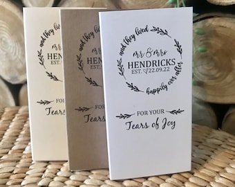 Personalized Tears of Joy Wedding Tissue Sleeve Favors