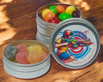 Personalized Nerf Party Favor Tins: Sweet Treat Gift