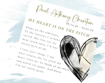 Personalized Football Seed Paper Heart Funeral Favors: Forget Me Not