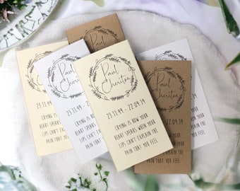 Personalized Funeral Tissue Sleeves: Remembrance Favors (Set of 10)