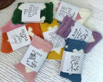 Personalized Fluffy Heart Socks: Cosy Winter Gift (UK Adult Size 4-7)