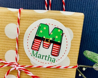 Personalized Christmas Gift Stickers, Custom Name Xmas Labels (20 Stickers)
