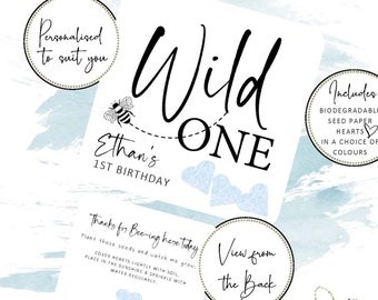 Plantable Seed Heart 1st Birthday Favors: Personalized Wildflower Seed Paper