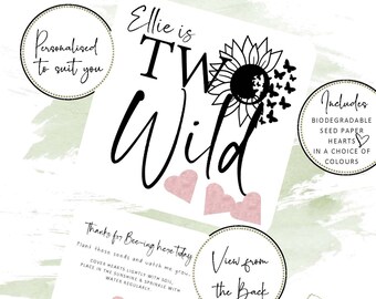 Plantable Seed Heart 2nd Birthday Favors: Personalized Wildflower Seed Paper