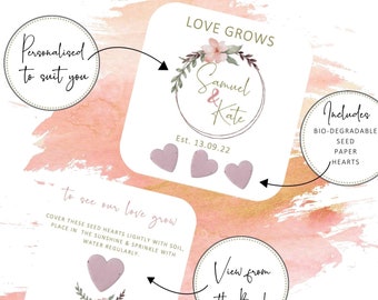 Plantable Seed Paper Wedding Favors: Personalized Wildflower Seed Hearts