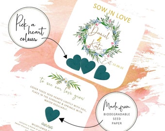 Personalized Floral Wedding Favors: Plantable Seed Paper Hearts