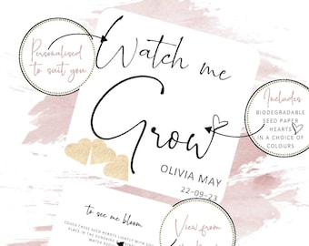 Plantable Seed Heart Favors: Personalized Christening, Baby Shower Keepsake