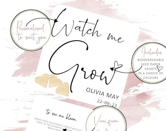 Featured listing image: Plantable Seed Heart Favors: Personalized Christening, Baby Shower Keepsake