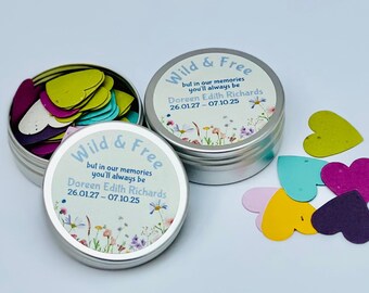 Personalized Funeral Favors: Plantable Seed Paper Hearts, Wildflower Remembrance Keepsake