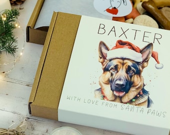 Personalized Dog Christmas Treat Box - German Shepherd Gift