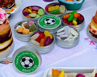 Personalized Football Party Favors: Sweet Filled Tins