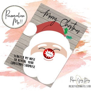 Cartão de mensagem oculta. Cartão de Natal personalizado. Cartão Raspar e Revelar de Natal. Cartão surpresa. Idéia de presente de Natal. Raspe o cartão