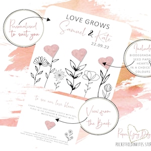 Idea Bomboniera Bomboniere Piantabili Bomboniere Personalizzate Seme Carta Personalizzata Seme Matrimonio. L'amore cresce regalo da tavola. Cuori Di Coriandoli Di Semi