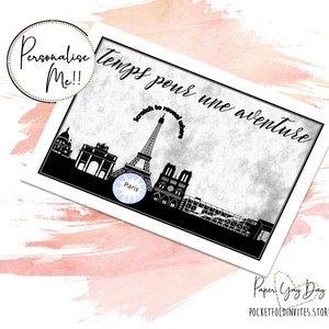 Grattez Surprise voyage carte voyage Cardinal PARIS vacances carte Scratch & révèlent carte FRANCE jet Off