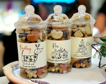 Customized Jar Of Dog Treats - Dog Stocking Gift Box - Puppy Treats - Doggy Christmas Present - Pooch Treats  - Custom Dog Xmas Gift