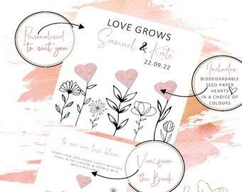 Personalized Plantable Seed Paper Wedding Favors: Wildflower Confetti Hearts