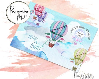 Scratch & Reveal Surprise Trip Card. Travel Card. Hot Air Balloon. Holiday Card. Balloon Ride