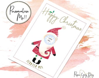 Personalised Xmas Card. Christmas Hidden Message Card. Scratch & Reveal Card. YOUR TEXT