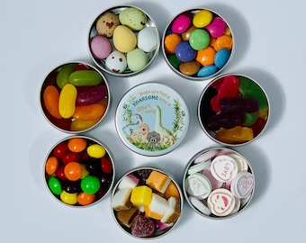 Personalized Dinosaur Sweet Tins: Kids Party Favors