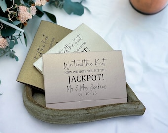 Wedding Favour Idea. Scratch Card Holder. Lottery Ticket Wallet. Personalised Favor. We tied the Knot