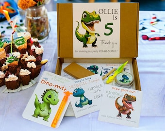 Dinosaur Party Favor Box: Seeds, Bubbles, Chocolate Eggs