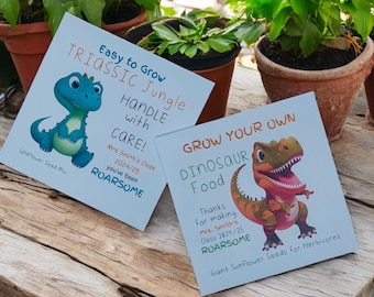 Personalized Dinosaur Seed Favors: Kids End of Term Gift
