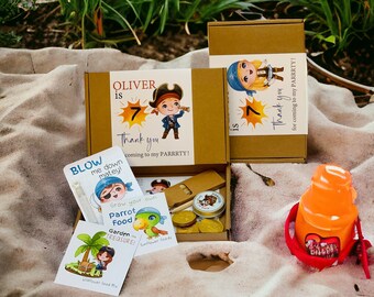 Personalized Pirate Party Favor Box: Seeds, Bubbles & Chocolate Coins