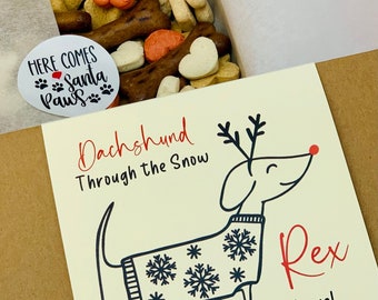 Personalized Dog Treat Gift Box: Sausage Dog Christmas Present