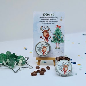Cacca di renna personalizzata, scatola della vigilia di Natale, cacca con poesia personalizzata, latta riutilizzabile, idea di Natale per bambini, riempitivo per calze, regalo da tavola