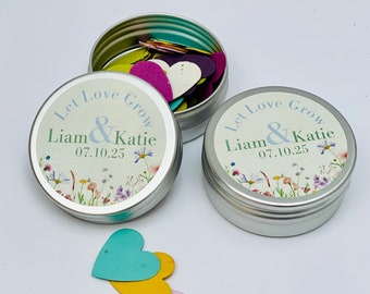 Personalized Wedding Favors: Plantable Seed Paper Hearts, Let Love Grow