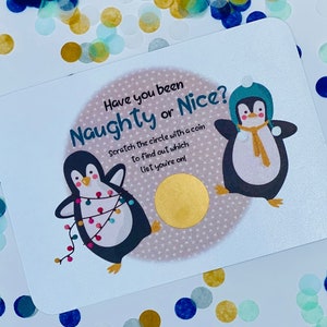 Personalised Naughty or Nice List Christmas Scratch & Reveal Card. Surprise Card. Christmas Gift Idea. Scratch Off Card Christmas Eve Box