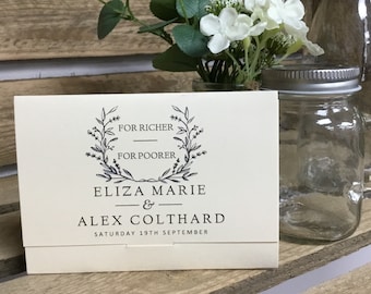 Personalised Lotto Scratch Card Wallet lottery ticket Holder Wedding Favour YOUR NAMES