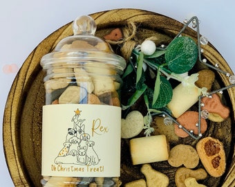 Personalized Dog Treat Jar – Christmas Gift Box, Puppy Xmas Present