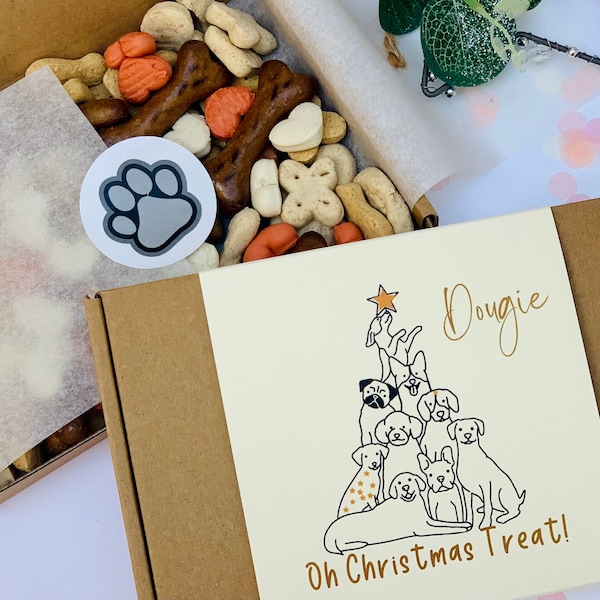 Personalized Dog Treat Box: Christmas Puppy Gift Set