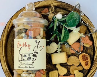 Personalized Dog Treat Jar - Christmas Puppy Gift Box