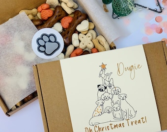 Personalized Dog Treat Box: Christmas Puppy Gift Set