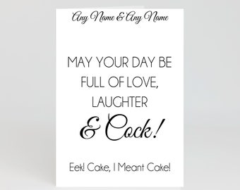 Personalised Gay Wedding Card. LGBT card. Funny Rude Cheeky Offensive card