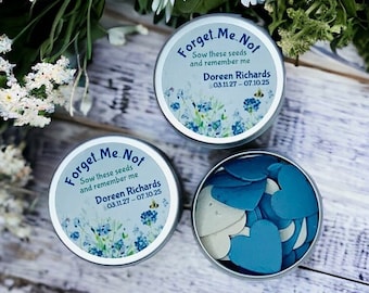 Personalized Forget-Me-Not Seed Paper Funeral Favors