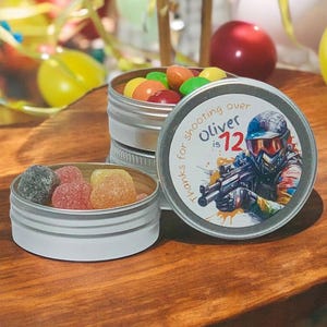 Paintball Party Favours - Sweet Favor - Party Bag Gift Filler - Personalized Sweet Tins - Customised Kids Party Gifts - Childrens Party Idea