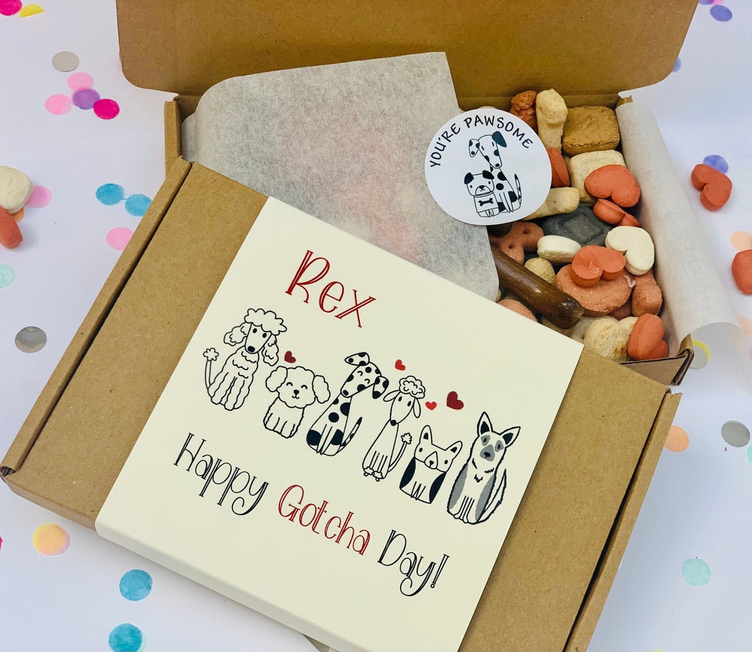 Personalized Gotcha Day Dog Treat Box: Custom Puppy Gift - Etsy UK