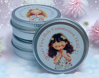 Personalized First Holy Communion Favors: Custom Sweet Treat Tins