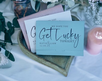 Personalisierte Lottoscheinhalter Lotto Scratch Card Wallet Hochzeit Favor IHRE NAMEN erhalten Lucky Scratchie Cards Tischgeschenke