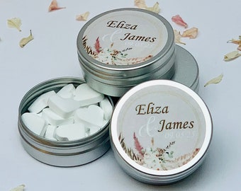Personalized Wedding Favor: Mint Tins with Heart Mints