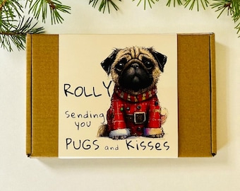 Personalized Christmas Pug Gift Box – Festive Dog Treats