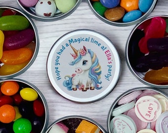 Personalized Sweet Tins: Unicorn Party Favors, Kids Party Gifts