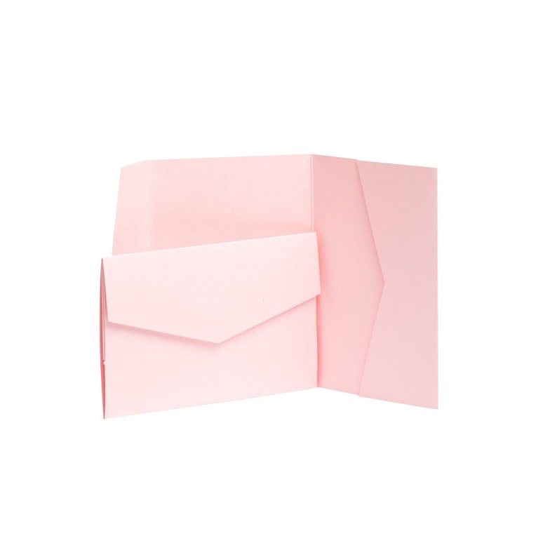 Columbus Mall Pocketfold Invites. Pink Pocket Fold In Kit. Excellent Stationery Folding