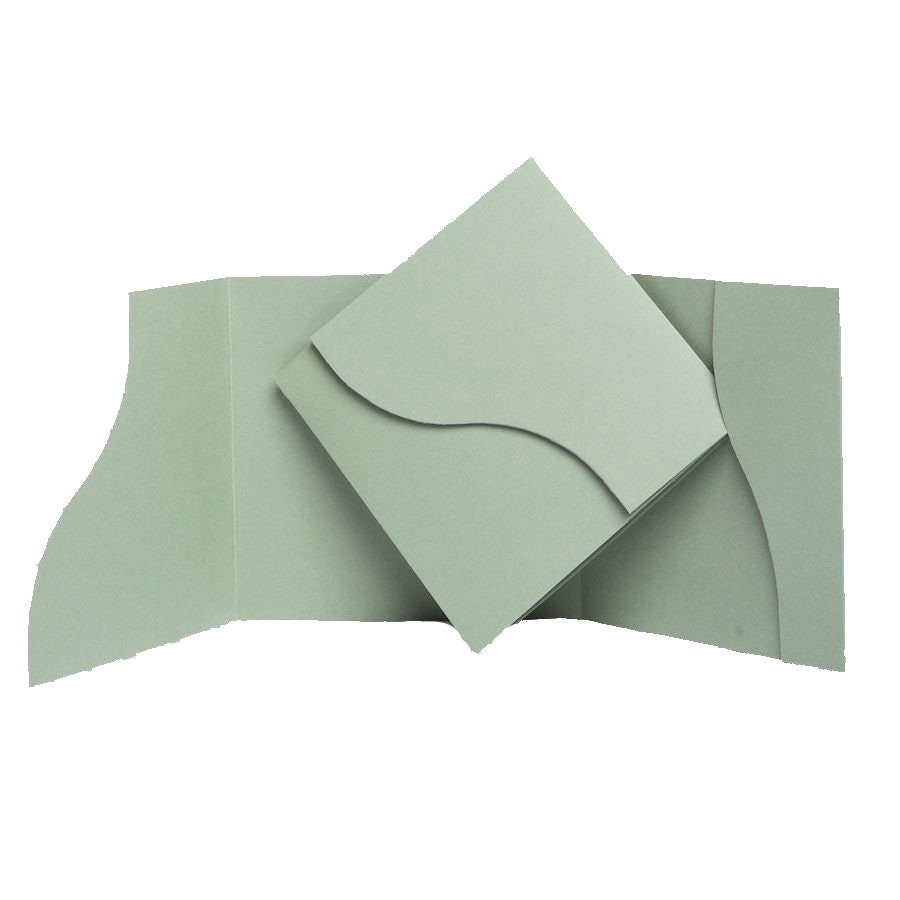 Sage Green Matte Square Pocket Fold Card. Wedding Stationery Etsy